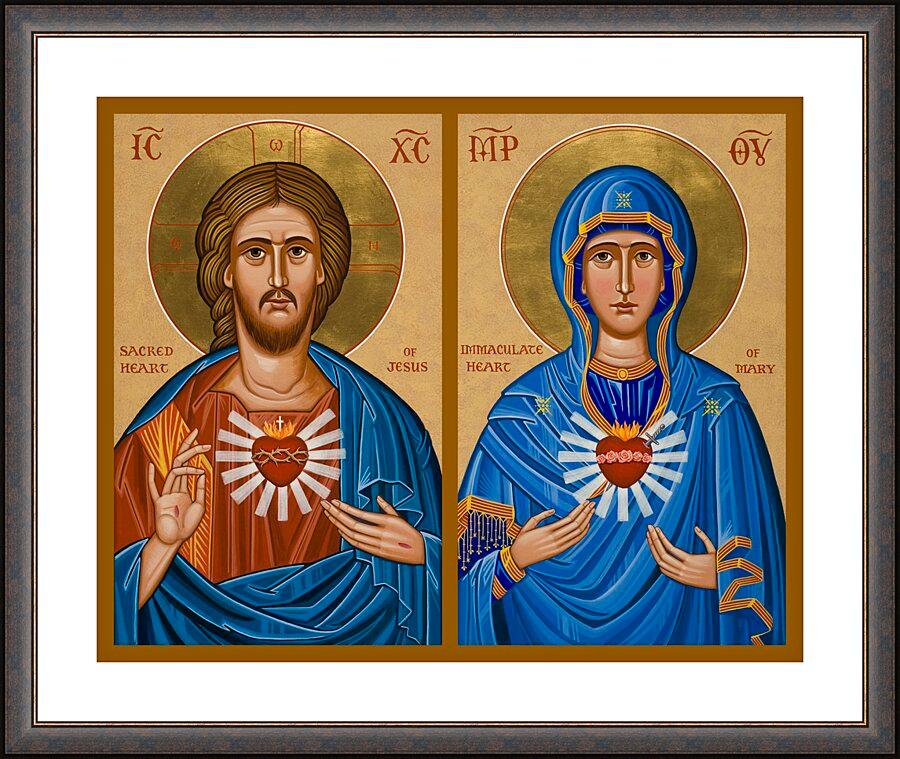 Wall Frame Espresso, Matted - Jesus and Mary - Two Hearts by Joan Cole - Trinity Stores