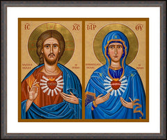 Wall Frame Espresso - Jesus and Mary - Two Hearts by J. Cole