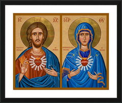 Wall Frame Black - Jesus and Mary - Two Hearts by J. Cole