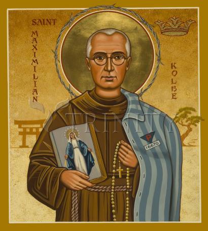 Wall Frame Black, Matted - St. Maximilian Kolbe by Joan Cole - Trinity Stores