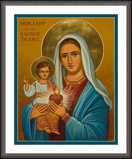 Wall Frame Espresso, Matted - Our Lady of the Sacred Heart by J. Cole