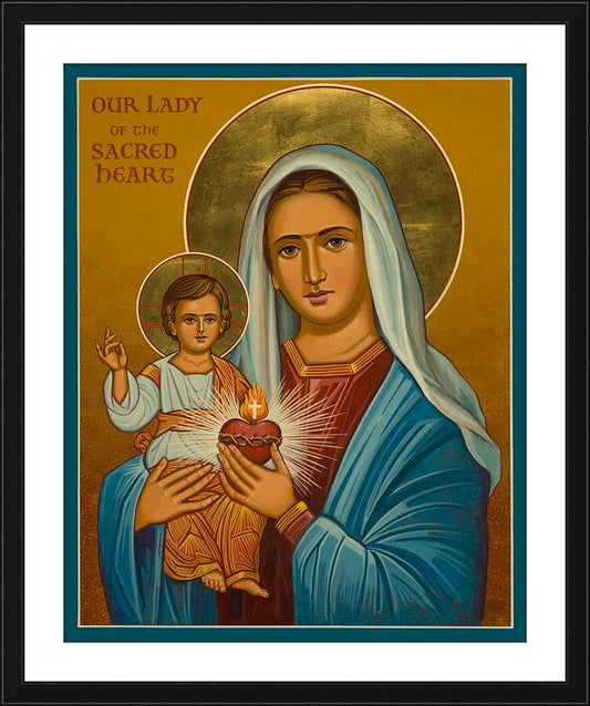 Wall Frame Black, Matted - Our Lady of the Sacred Heart by J. Cole