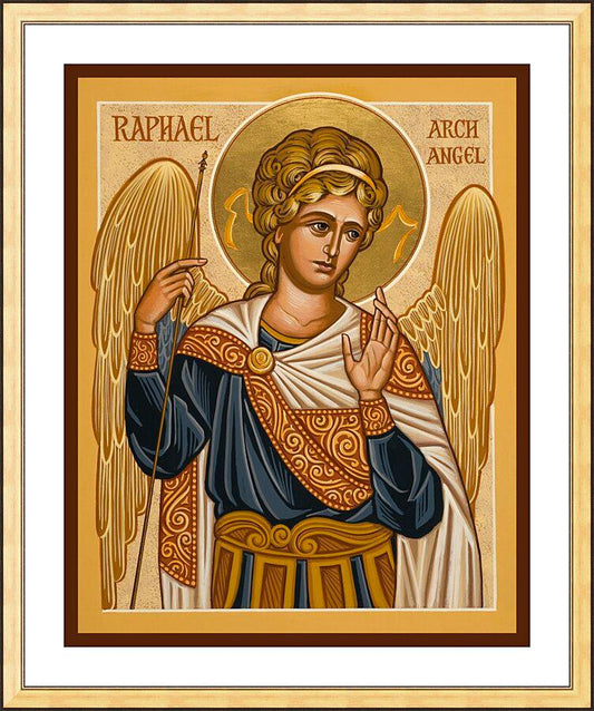 Wall Frame Gold, Matted - St. Raphael Archangel by J. Cole