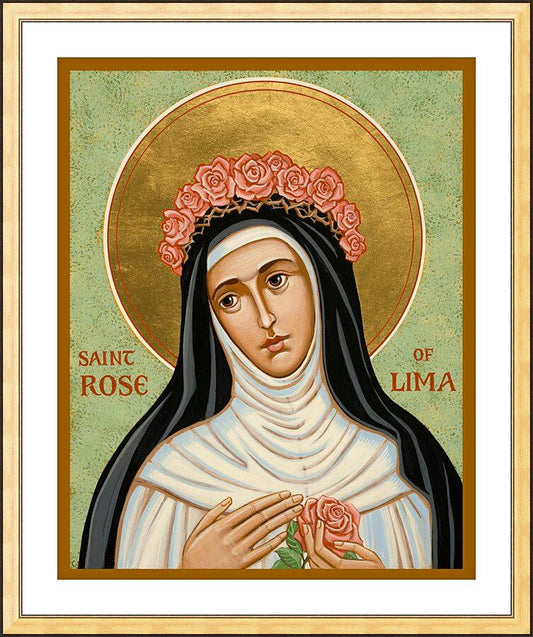 Wall Frame Gold, Matted - St. Rose of Lima by J. Cole