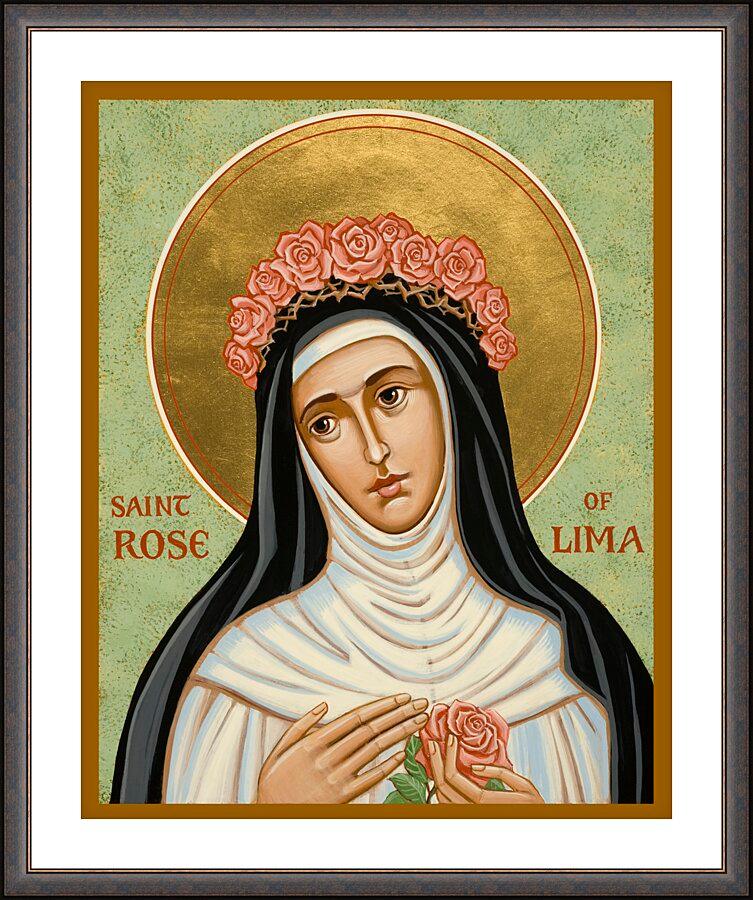 Wall Frame Espresso, Matted - St. Rose of Lima by Joan Cole - Trinity Stores