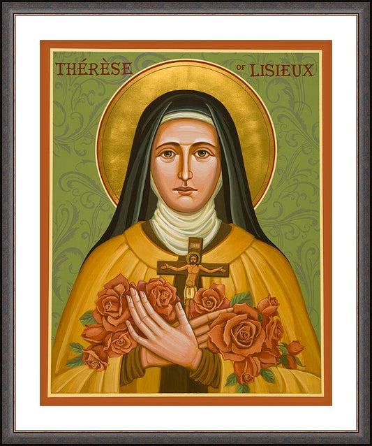 Wall Frame Espresso, Matted - St. Thérèse of Lisieux by J. Cole