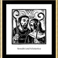 Wall Frame Gold, Matted - Sts. Benedict and Scholastica by Julie Lonneman - Trinity Stores