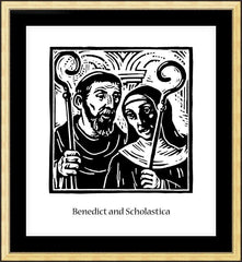 Wall Frame Gold - Sts. Benedict and Scholastica by J. Lonneman