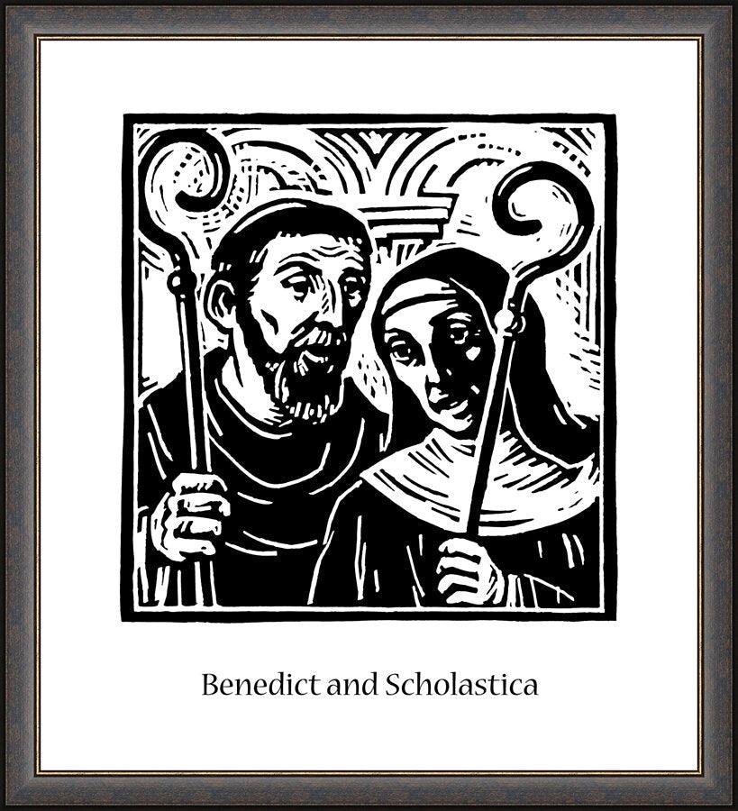 Wall Frame Espresso - Sts. Benedict and Scholastica by J. Lonneman