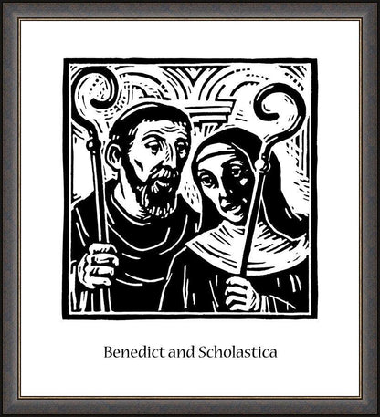 Wall Frame Espresso - Sts. Benedict and Scholastica by J. Lonneman