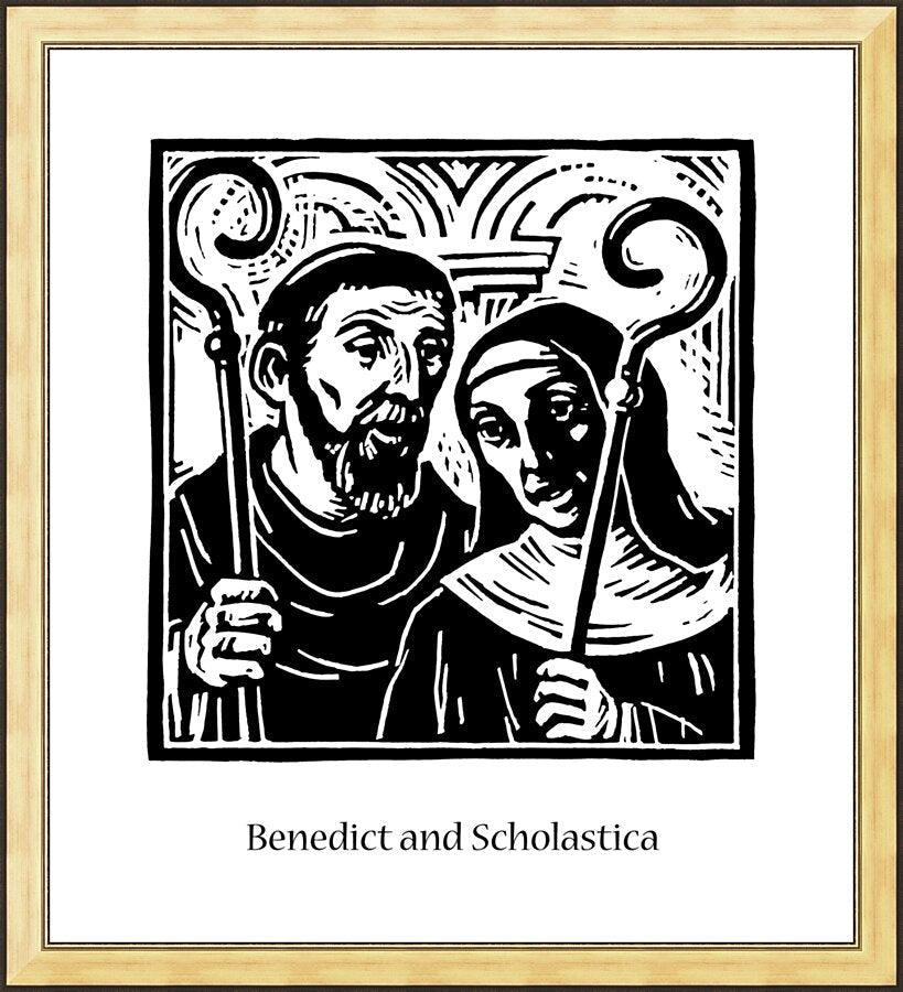 Wall Frame Gold - Sts. Benedict and Scholastica by J. Lonneman