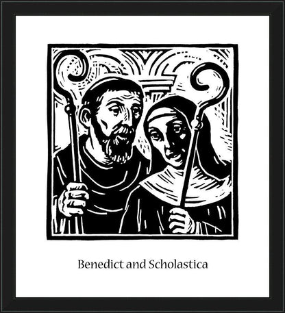 Wall Frame Black - Sts. Benedict and Scholastica by Julie Lonneman - Trinity Stores