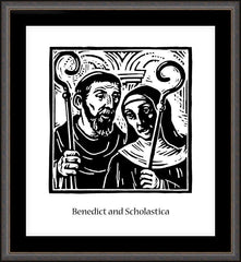 Wall Frame Espresso - Sts. Benedict and Scholastica by J. Lonneman