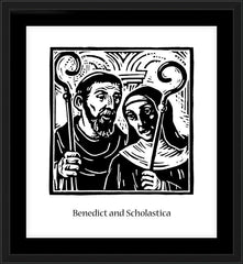 Wall Frame Black - Sts. Benedict and Scholastica by J. Lonneman