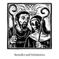 Wall Frame Espresso, Matted - Sts. Benedict and Scholastica by Julie Lonneman - Trinity Stores