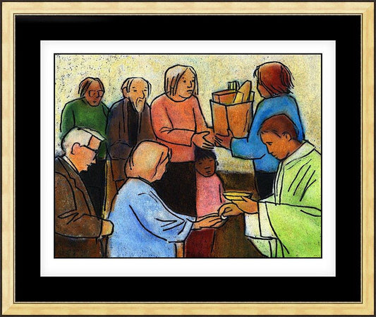 Wall Frame Gold, Matted - Bread Lines by J. Lonneman