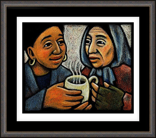 Wall Frame Espresso, Matted - Blessed Are the Poor by J. Lonneman