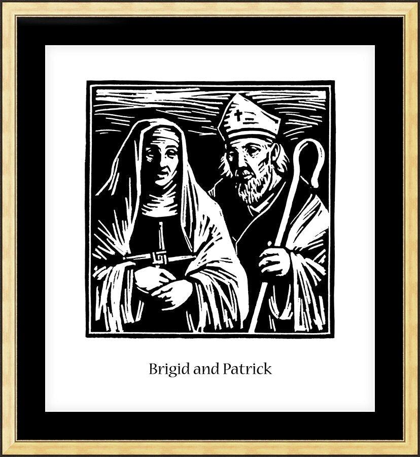 Wall Frame Gold, Matted - Sts. Brigid and Patrick by J. Lonneman