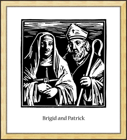 Wall Frame Gold - Sts. Brigid and Patrick by J. Lonneman