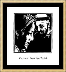 Wall Frame Gold - Sts. Clare and Francis by J. Lonneman