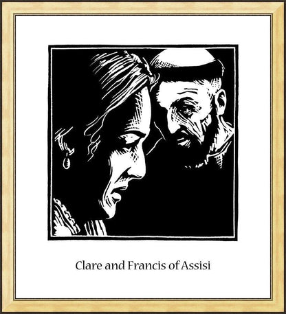 Wall Frame Gold - Sts. Clare and Francis by J. Lonneman
