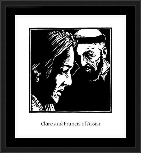 Wall Frame Black, Matted - Sts. Clare and Francis by J. Lonneman