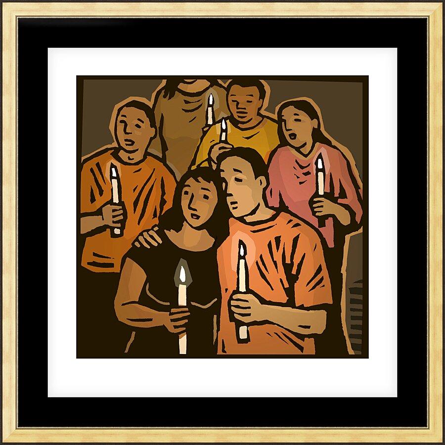 Wall Frame Gold, Matted - Candlelight Vigil by J. Lonneman