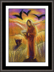 Wall Frame Espresso - Christ in the Desert by J. Lonneman