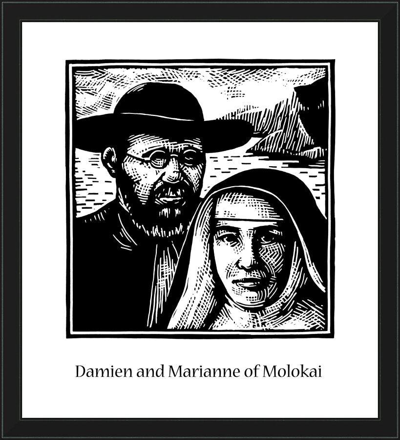 Wall Frame Black - Sts. Damien and Marianne of Molokai by J. Lonneman
