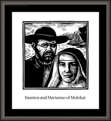 Wall Frame Espresso - Sts. Damien and Marianne of Molokai by J. Lonneman