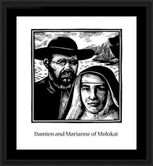 Wall Frame Black - Sts. Damien and Marianne of Molokai by J. Lonneman
