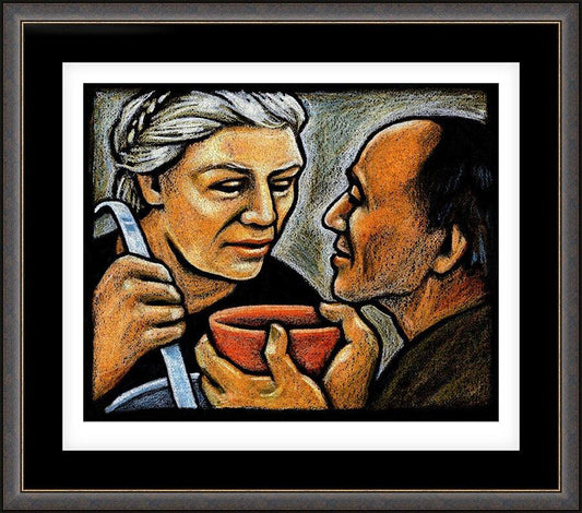 Wall Frame Espresso, Matted - Dorothy Day Feeding the Hungry by J. Lonneman
