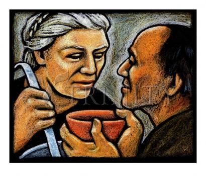Wall Frame Espresso, Matted - Dorothy Day Feeding the Hungry by Julie Lonneman - Trinity Stores