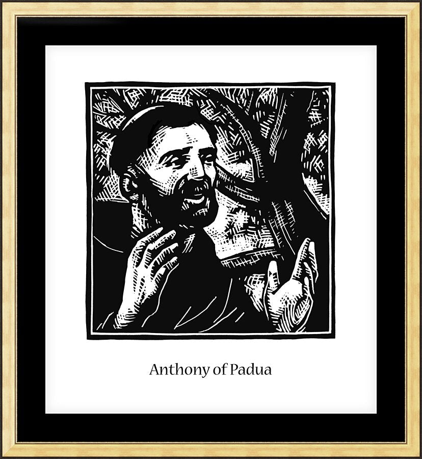 Wall Frame Gold, Matted - St. Anthony of Padua by J. Lonneman