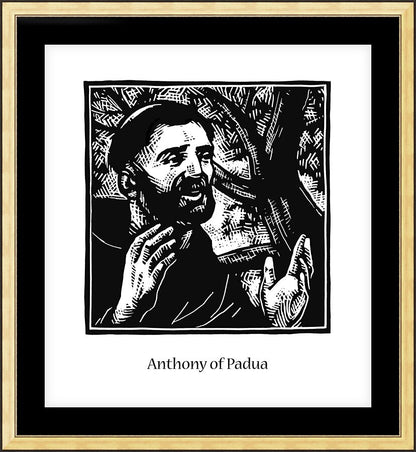 Wall Frame Gold, Matted - St. Anthony of Padua by J. Lonneman