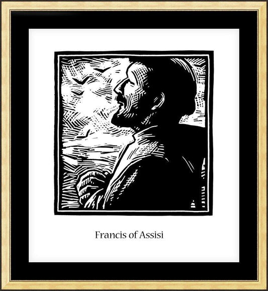 Wall Frame Gold, Matted - St. Francis of Assisi by J. Lonneman