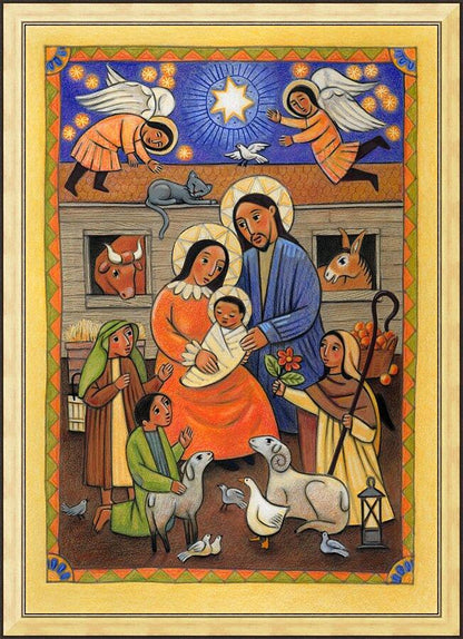 Wall Frame Gold - Folk Nativity by Julie Lonneman - Trinity Stores