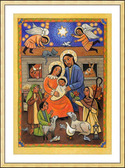 Wall Frame Gold - Folk Nativity by J. Lonneman