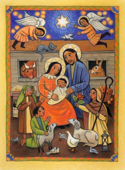 Wall Frame Espresso, Matted - Folk Nativity by Julie Lonneman - Trinity Stores