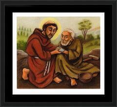Wall Frame Black - St. Francis and Lepers by J. Lonneman