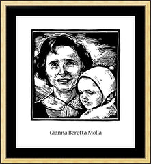 Wall Frame Gold - St. Gianna Beretta Molla by J. Lonneman