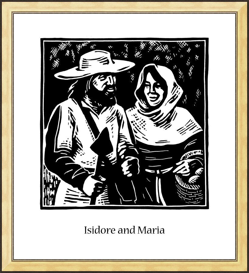 Wall Frame Gold - Sts. Isidore and Maria by J. Lonneman