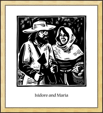 Wall Frame Gold - Sts. Isidore and Maria by J. Lonneman