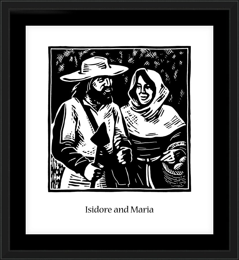 Wall Frame Black, Matted - Sts. Isidore and Maria by J. Lonneman