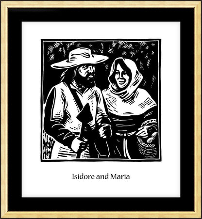 Wall Frame Gold, Matted - Sts. Isidore and Maria by J. Lonneman