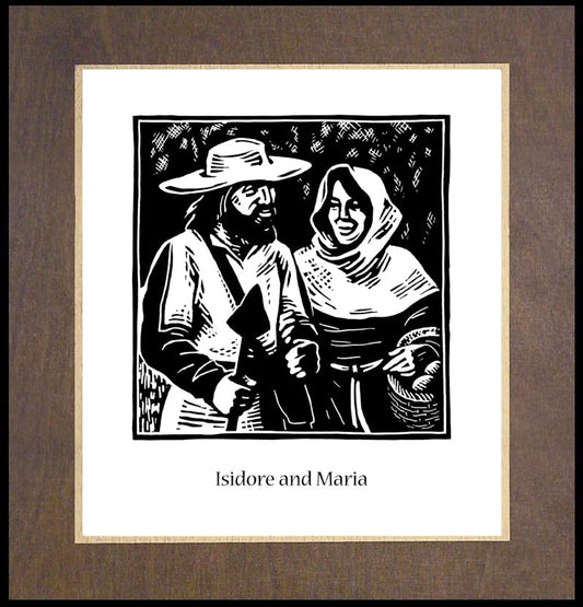 Sts. Isidore and Maria - Wood Plaque Premium