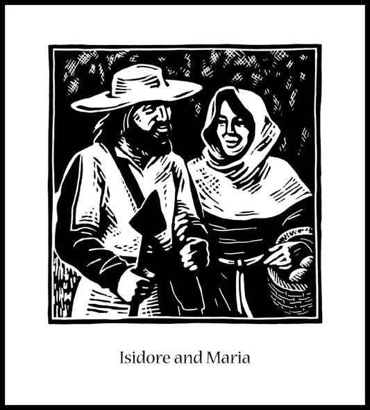 Sts. Isidore and Maria - Wood Plaque