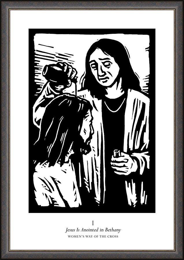 Wall Frame Espresso - Women's Stations of the Cross 01 - Jesus is Anointed in Bethany by Julie Lonneman - Trinity Stores