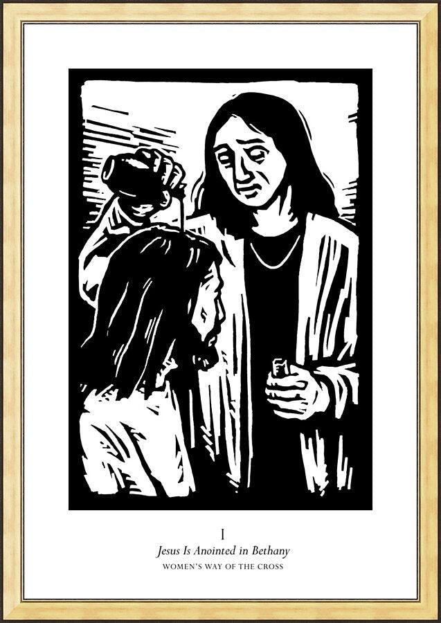 Wall Frame Gold - Women's Stations of the Cross 01 - Jesus is Anointed in Bethany by Julie Lonneman - Trinity Stores