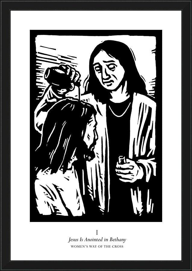 Wall Frame Black - Women's Stations of the Cross 01 - Jesus is Anointed in Bethany by J. Lonneman